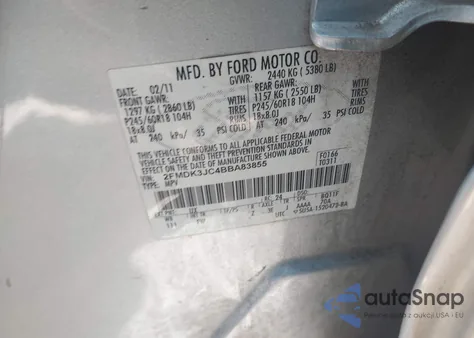 2011 Ford Edge Sel from USA, damaged, VIN 2FMDK3JC4BBA83855